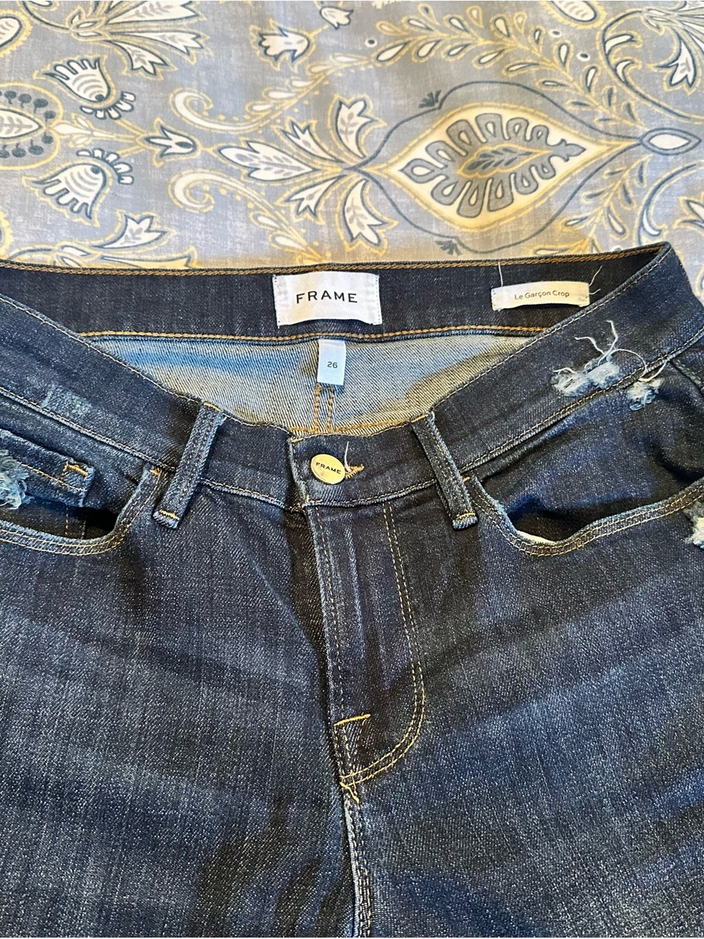FRAME Denim Le Garçon Crop Dark Denim